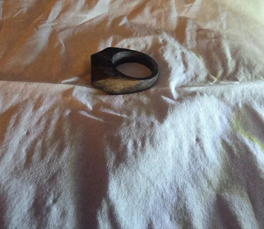 Wooden Ring With White Accents.